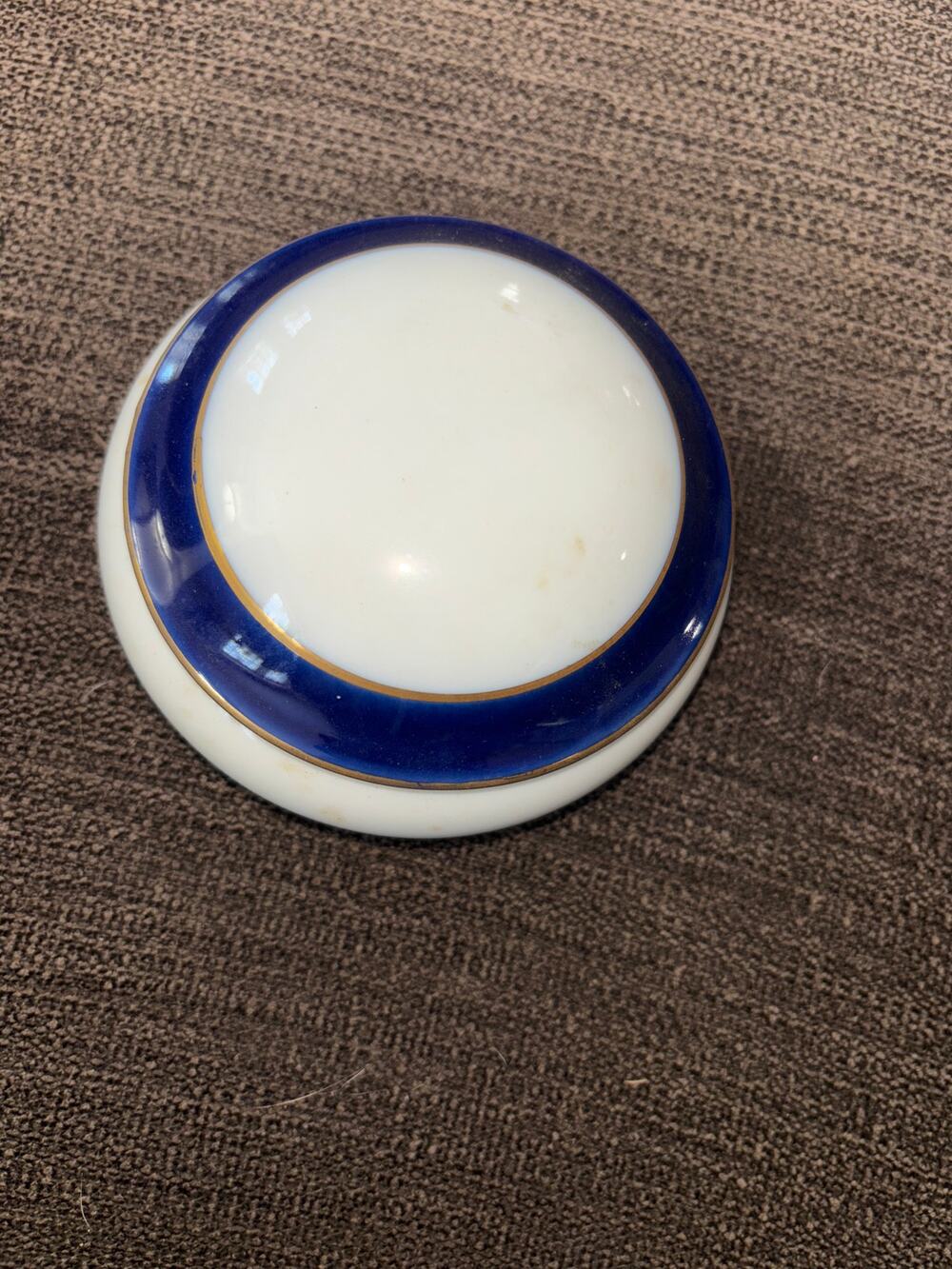 Vintage Covered Trinket Dish Made in Japan Cobalt Blue  Rim & Gold Japan